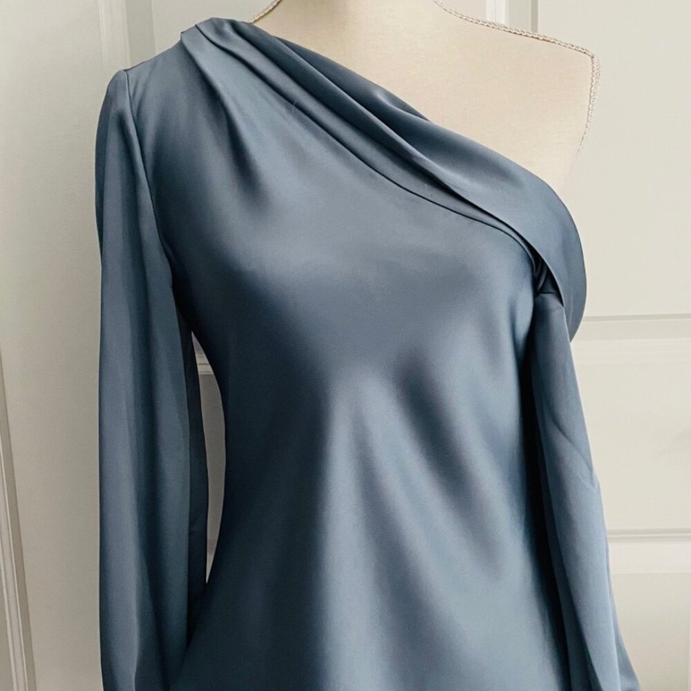 JONATHAN SIMKHAI  ONE SHOULDER TOP- SLATE- TAGS ON- SIZE SMALL